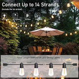 100FT Outdoor String Lights,ST38 Vintage Edison LED Patio Lights Waterproof with 52 Plastic Bulbs(2 | Lumora