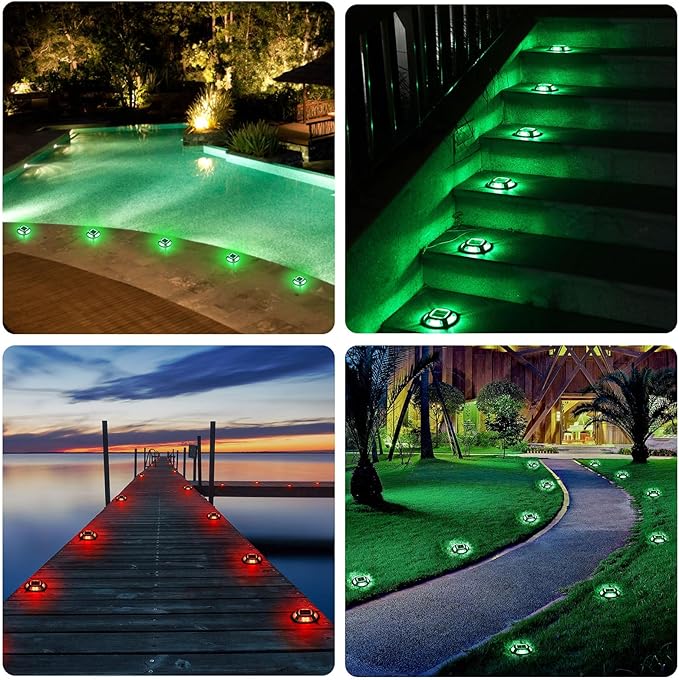AGPTEK Solar Driveway Lights Outdoor 1 Pack, 2 Color Modes LED Deck Dock Marine Waterproof Security Marker Lights | Lumora