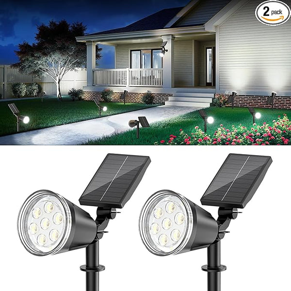 Solar Spot Lights Outdoor Cool White, 1000LM Big Adjustable Solar Lights Outdoor Waterproof, 2-in-1 Bright Solar | Lumora