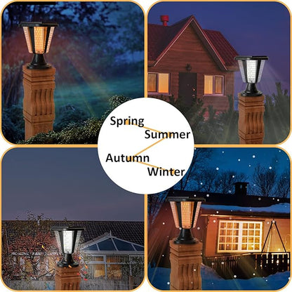 Kendal Metal Solar Post Lights Outdoor, Waterproof Decorative Solar Pillar Light, Safety Waterproof Beveled PS Panes, Warm White, Black