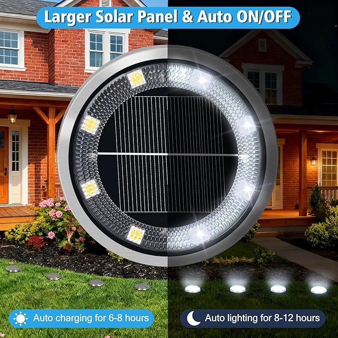 ZAIYW 6 Pack Solar Ground Lights Outdoor Waterproof Garden Lights Solar Powered Disc Landscape Lighting for Pathway | Lumora