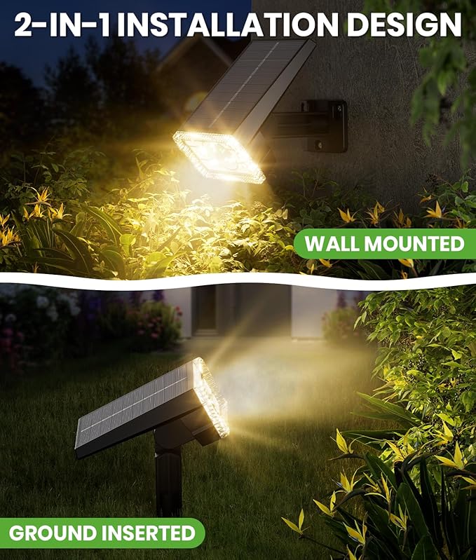 Large Panel Solar Spot Lights Outdoor (Warm White, 2 Pack) | Lumora