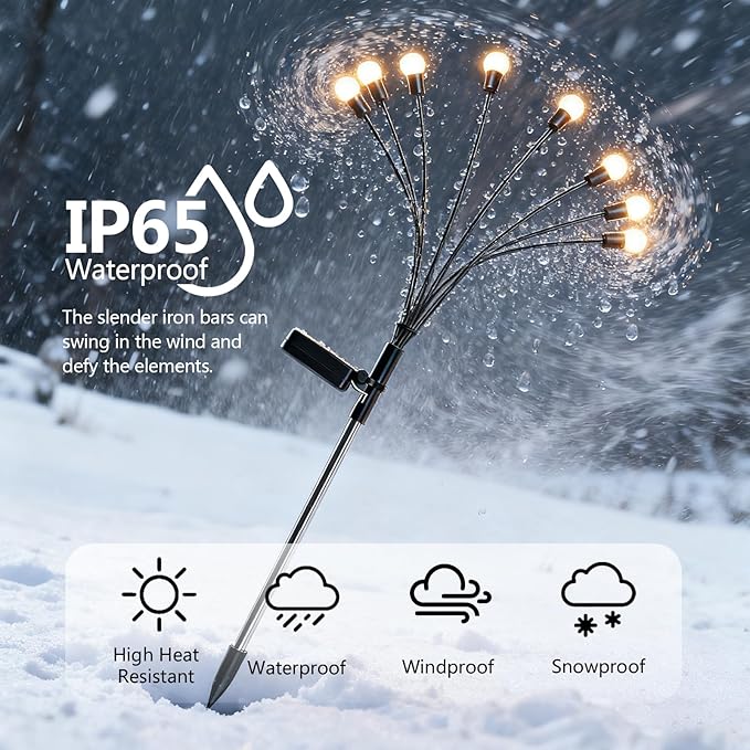 Solar Garden Lights(2-Pack,16 LED),Solar Light Outdoor Waterproof,Solar Swaying Lights,Firefly for Patio Pathway Decoration in Courtyard,Big Bulb,Unique Gifts for Women, Gifts for Grandma