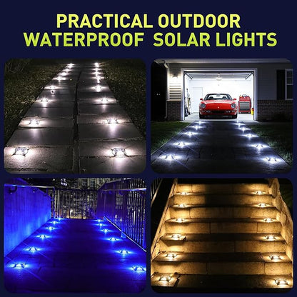 AGPTEK 5 In 1 Solar Driveway Lights Outdoor with Ground Spikes, IP67 Waterproof Solar Lights with 5 Modes (Blue/White/Warm/Mixed/Flashing) for Deck, Stairs, Pathway, Garden, Patio(Rectangle, 12 Pack)