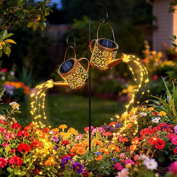 X-PREK Solar Garden Lights Outdoor Decoration, Metal Solar Watering Can Lights Outdoor Waterproof, Small Patio | Lumora