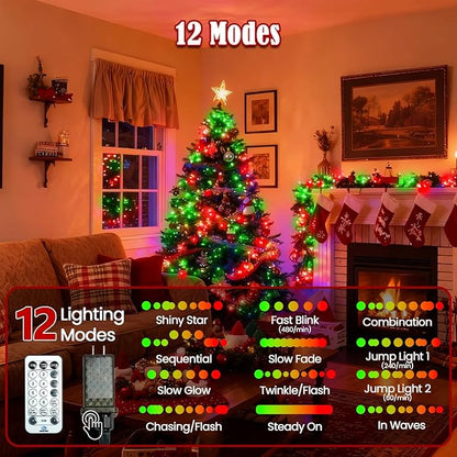 2026 New Voice Control 88ft 240LED Smart Christmas String Lights Outdoor/Indoor | String Lights with Remote, 12Modes, 7Voice Commands & Timers, Christmas Twinkle Light for Xmas Tree Decor(Red & Green)