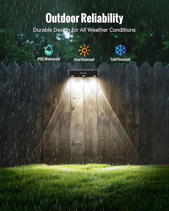 Solar Outdoor Fence Lights Solar Powered 12 Pack, Upgraded 50LM RGB Outdoor Solar Lights with Sync Group Control & 10 Light Modes, Solar Lights Outdoor Waterproof IP65 for Outside Porch, Wall, Deck