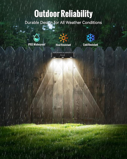 Solar Outdoor Fence Lights Solar Powered, 60LM RGB Outdoor Solar Lights with Sync Group Control & 10 Light Modes, Solar Lights Outdoor Waterproof IP65 for Outside Porch, Wall, Deck (16 Pack)