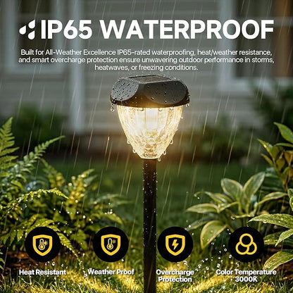 Ensenior Solar Pathway Lights Outdoor - 14.17" Height, 3000K LED Landscape Garden Lights, IP65 Waterproof, Tool-Free Auto ON/Off for Garden Yard Patio Walkway Landscape, 12-Pack