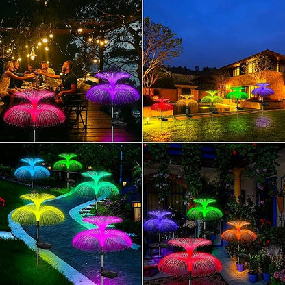 Outdoor Lawn Lamp Double Jellyfish Light 7 Colors Solar Garden Lights LED Fiber Optic Lights Outdoor Waterproof Decor Lamp for Lawn Patio Garden Lights (Color : Selection 4, Size : 1pcs)