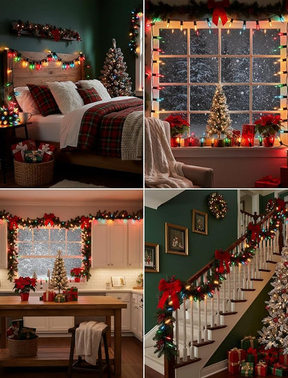 C7 LED Christmas Lights, 25Ft C7 Multicolor String Lights with 27 Clear Bulbs, LED String Lights for Christmas Tree Decor Patio, 0.6 Watt E12 Candelabra Base