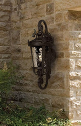 John Timberland Marseille Traditional Outdoor Wall Light Fixture Black Steel Scroll 19" Clear Hammered Glass | Lumora