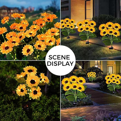 2 Pack Solar Garden Lights Outdoor, Waterproof 6- Sunflower Lights for Yard, Solar Powered Outdoor Lights, Stake Lights for Patio Pathway Lawn Fence