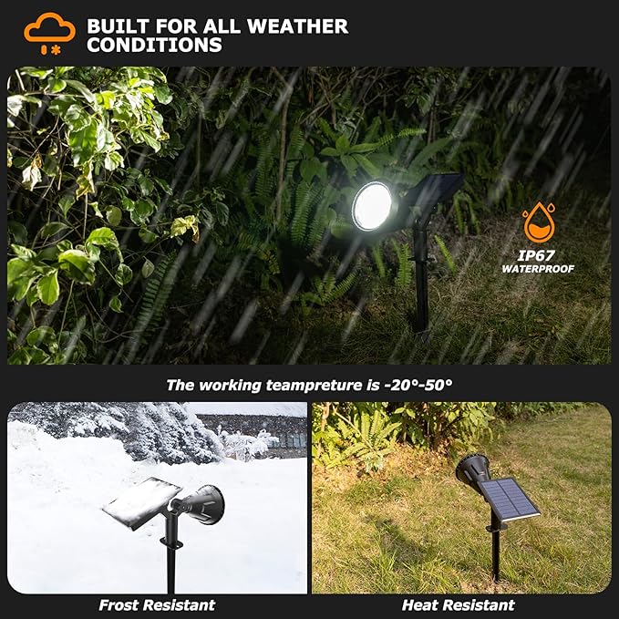 Solar Lights Outdoor, Ultra Bright 21 LEDs IP67 Waterproof Landscape Lighting for Outside, 2-in-1 Adjustable Solar | Lumora
