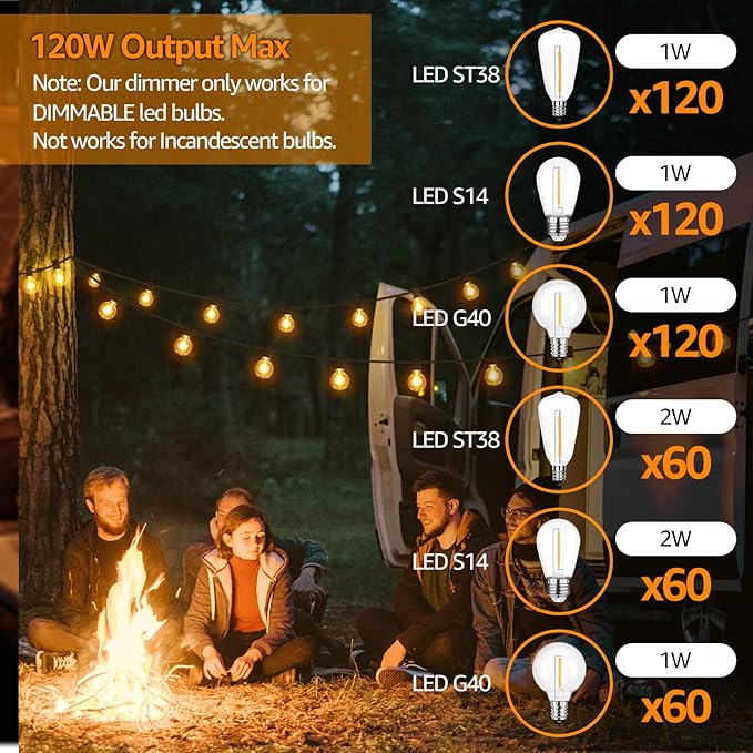 100FT A39 Outdoor String Light Bundle with Dimmer Plug for Patio Backyard Garden Decor | Lumora