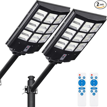 8000W Solar Street Lights Outdoor Waterproof –7000K LED 240000LM Solar Lights Dusk to Dawn with Motion Sensor & Remote, Commercial Solar Powered Parking Lot Lights for Yard, Garage (2 Pack)