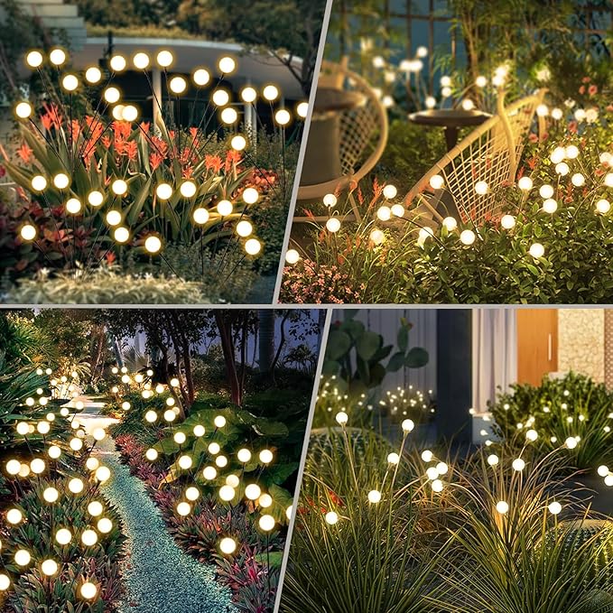Solar Lights Outdoor Waterproof, 2 Packs 16LED, Solar Garden, Patio, Garden Decor, Patio Decor, Firefly Outdoor | Lumora