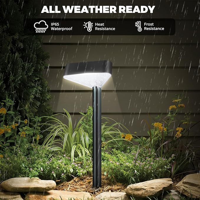 Solar Pathway Lights Outdoor, Bright LED Solar Landscape Lights, Waterproof Solar Garden Lights for Yard, Patio, Walkway, Lawn, Driveway(Cold White, 8 Pack)