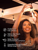 Brightech Ambience Pro Super Bright Solar - 27Ft Remote Control Outdoor String Lights, Shatterproof S14 Edison | Lumora