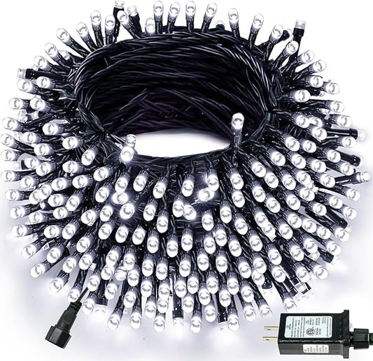 Connectable 300LED 99Ft 13Modes Christmas String Lights Indoor Outdoor | Extendable Green Wire Cool White Christmas Tree Lights with Timer | Twinkle Fairy Light Plug in for Xmas Tree(Cool White)
