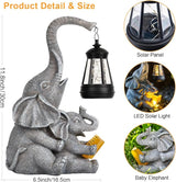 Solar Garden Statue Lights Loving Elephants Figurine with Solar Lantern, Outdoor Yard Decorations for Patio Porch | Lumora