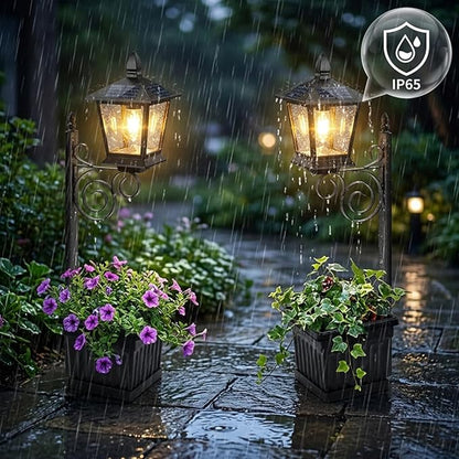 2-in-1 Outdoor Solar Lamp Post Light with Planter: Illuminate & Decorate Your Garden, 2-in-1 Solar Lamp Post with Planter, Solar Post Light with Planter, for Patio, Front/Back Door Decor (1 Set)