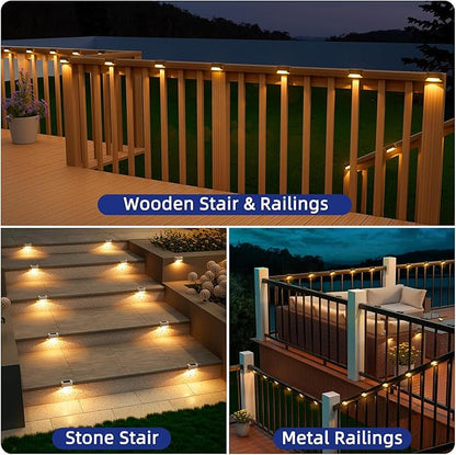 APONUO Solar Deck Lights 20 Pack Black, Solar Lights Outdoor Waterproof for Step, Fence, Patio, Stairs,Garden and Pathway(Warm White)