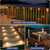 APONUO Solar Step Deck Fence Lights, Outdoor Waterproof Led, 1.77x3.14x1.73in, Black, Warm White, 16 Pcs, Path | Lumora