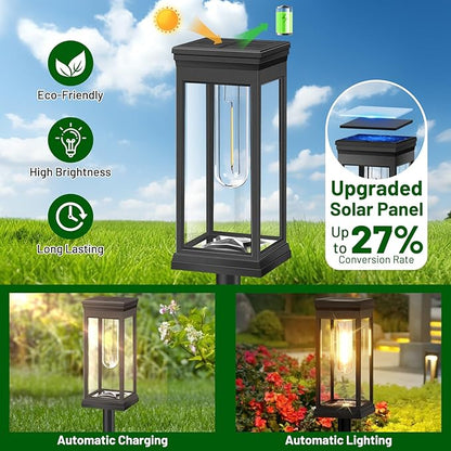BesLowe Solar Pathway Lights Outdoor, 4-Pack Large LED Solar Light Outdoor Waterproof, Super Bright Outside Lights for Yard, Sun-Powered Landscape Lighting for Garden Walkway, Warm White
