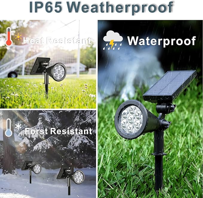 Solar Spotlights Outdoor, Bright 7-LED Landscape Spot Lights, Dusk-to-Dawn Waterproof Solar Powered Flag Pole | Lumora