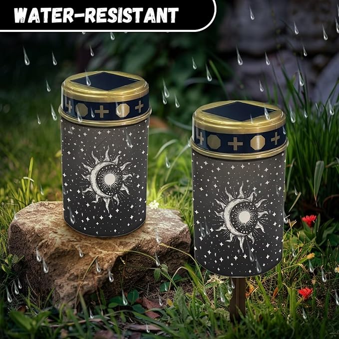 Sun Moon Solar Garden Lights for Cemetery Solar Lights Outdoor Garden, Eternal Lights for Cemetery Grave Decorations