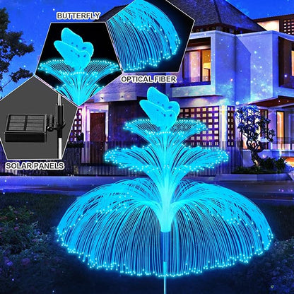 Solar Garden Lights 3 Pack New Upgraded Solar Lights Outdoor Waterproof 3 Layers 7 Color Changing Jellyfish Butterfly Decorations for Garden Yard Gifts for Women