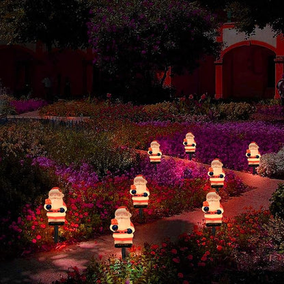 GOOTHY 2 Sets Santa Christmas Pathway Lights, 7Ft C7 Outdoor Christmas String Lights with 8 Santa Claus Marker Stakes Light, Connectable Xmas Decorations Light for Patio Yard Driveway Garden Walkway