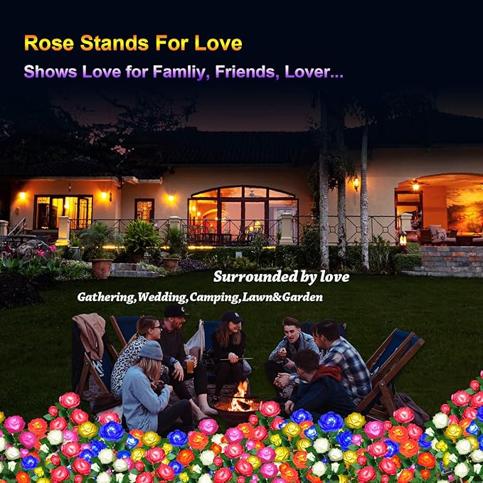 Solar Flower Lights Outdoor - Upgraded New Material Two Modes Realistic LED Solar Powered Waterproof Lights with 5 | Lumora