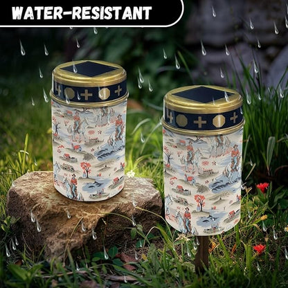 ZOUTAIRONG Western Cowboys Solar Light for Cemetery Grave 2 Pack Solar Garden Lights Cemetery Solar Lights for Grave Solar Pathway Lights Outdoor Cemetery Solar Lights for Grave Solar Lights