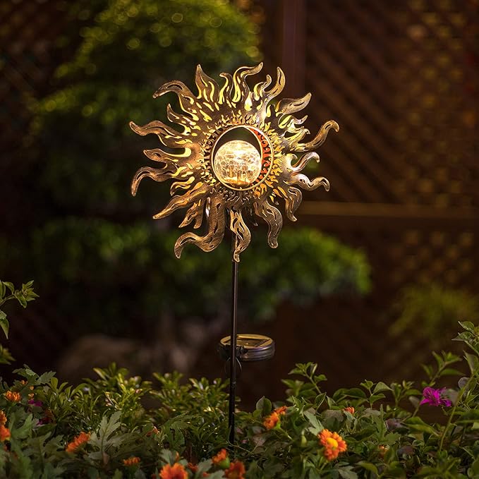 Solar Lights Outdoor Garden Decor Solar Powered Sun Lantern for Yard, Patio,Lawn or Pathway Sun Decorations Crackle | Lumora