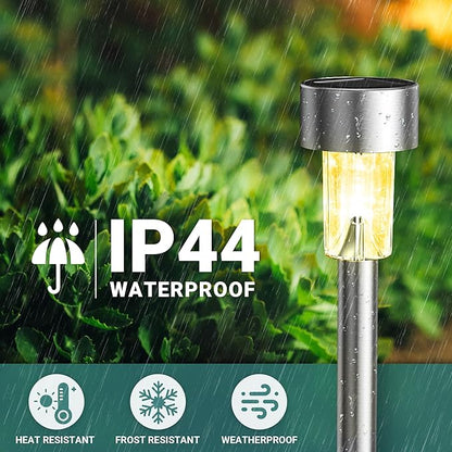 GIGALUMI Solar Lights Outdoor Waterproof, 12 Pack, Stainless Steel LED Solar Garden Lights for Patio, Lawn, Yard and Landscape, Garden Decor Patio Decor,Multicolor