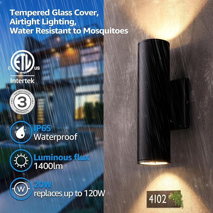 LEONLITE Integrated LED Cylinder Up Down Wall Light Outdoor, 100V-277V Aluminum Waterproof High-end Wall Sconce in | Lumora