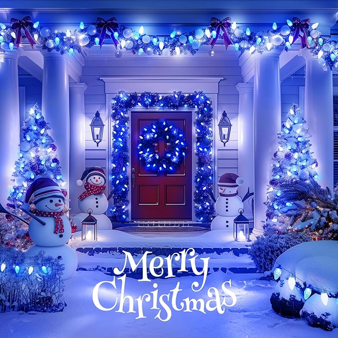 2PACK C9 LED Christmas Lights with 100 Spring Clips, Total 100ft 100 LED Waterproof - Outdoor Security Flood Light | Lumora