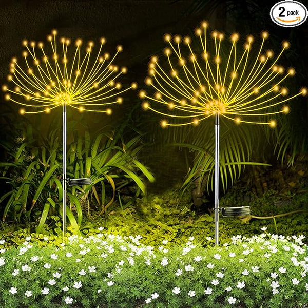 2 PCS Solar Firework Light, Outdoor Solar Garden Decorative Lights 120 LED Powered 40 Copper Wires String DIY | Lumora