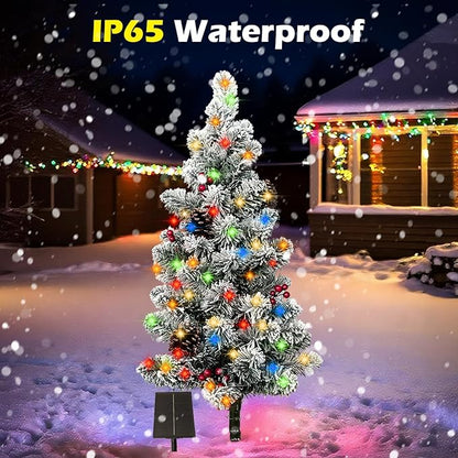 2.9FT Solar Christmas Tree Lights Outdoor Waterproof, 100LED 8 Lighting Modes Large Pine Cones & Berries Outdoor Christmas Tree, Christmas Decorations Outdoor for Holiday Courtyard Grave Decor