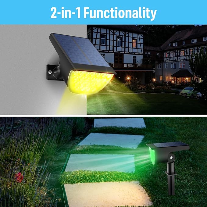 Solar Multicolor Lights Waterproof IP65, 8 Lighting Modes Solar Spot Lights Outdoor Yard Garden Landscape Pathway | Lumora