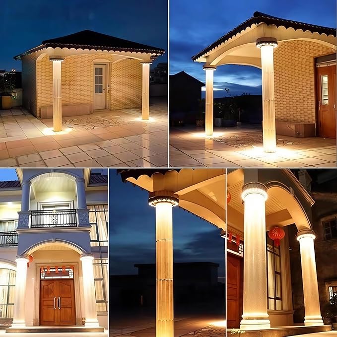 Outdoor Ring Tree Light - AC 24V Colored LED IP65 Waterproof Palm Tree Uplighting with Adjustable Tree Rings, Expandable Interlocking LED Uplighting or Downlight for Trees/Roman Columns(For expanding)