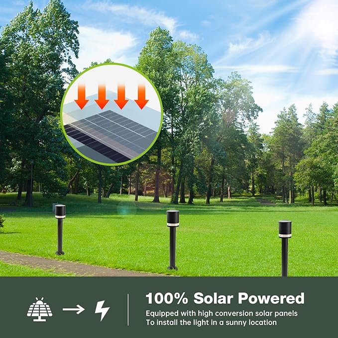 Solar Landscape Pathway Lights Outdoor LED Waterproof Solar Driveway Lights 24in Black Floor Lamp Low Voltage for Lawn Walkway Driveway Patio,3000K