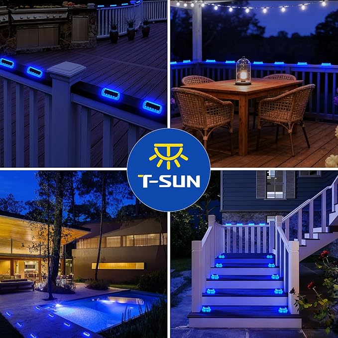 T-SUN Solar Deck Lights Outdoor Waterproof, Deck Lights Solar Powered, Driveway Marker Light for Fence Front Door | Lumora