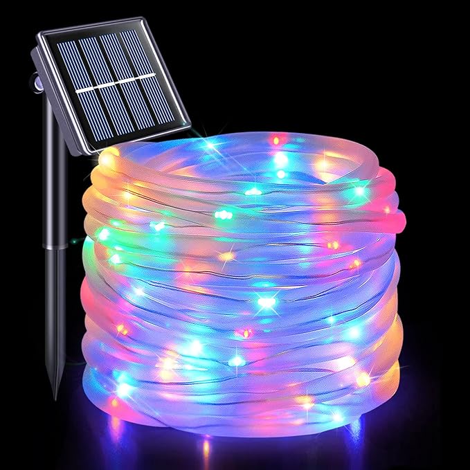 JMEXSUSS 8 Modes Solar Rope Lights Outdoor, 39.4ft 120LED Solar Rope Lights Outdoor Waterproof, PVC Tube Solar | Lumora