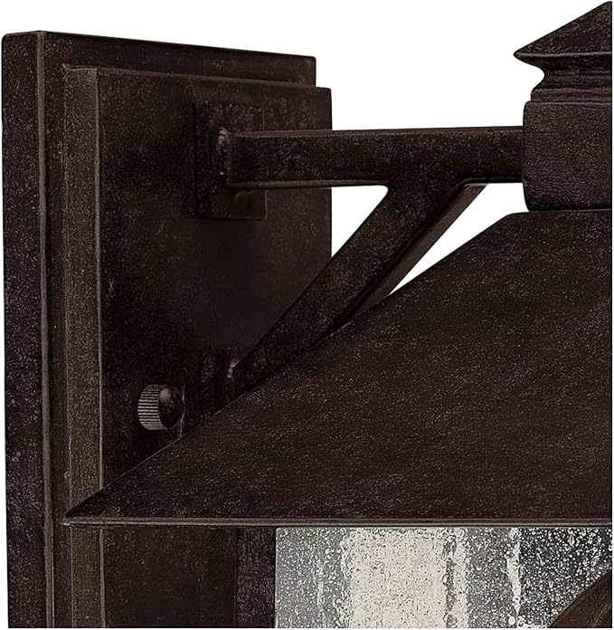 Franklin Iron Works French Garden Rustic Farmhouse Natural Cottage Outdoor Wall Light Fixture Bronze Lantern 10 1/2" Clear Seedy Glass Exterior Barn Deck House Porch Yard Patio Outside Garage