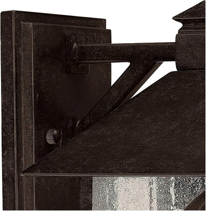 Franklin Iron Works French Garden Rustic Farmhouse Natural Cottage Outdoor Wall Light Fixture Bronze Lantern 10 1/2" Clear Seedy Glass Exterior Barn Deck House Porch Yard Patio Outside Garage