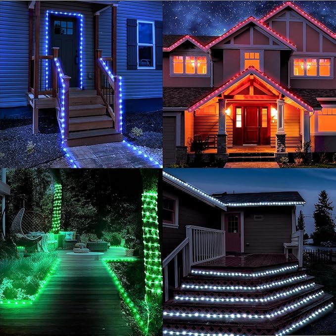 132ft LED Rope Lights Outdoor String Lights Plug in, 400 LED Warm White & Color Changing Waterproof Christmas | Lumora