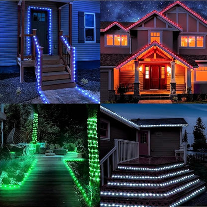 132ft LED Rope Lights Outdoor String Lights Plug in, 400 LED Warm White & Color Changing Waterproof Christmas Lights Outdoor, Rope Lights with Remote for Balcony(Not Connectable)